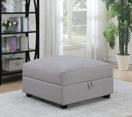 Cambria Upholstered Square Storage Ottoman Grey - (551513)