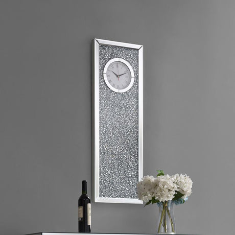 Minette Crystal Inlay Rectangle Clock Mirror - (991033)
