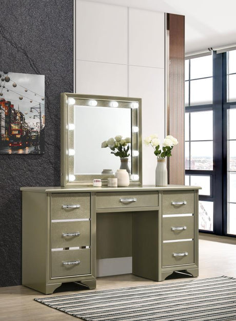 Beaumont 7-drawer Vanity Desk With Lighting Mirror Champagne - (205297)