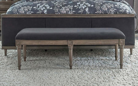 Alderwood Upholstered Bench French Grey - (223126)