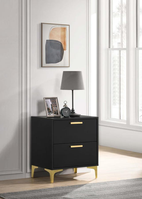 Kendall 2-drawer Nightstand Black and Gold - (224452)