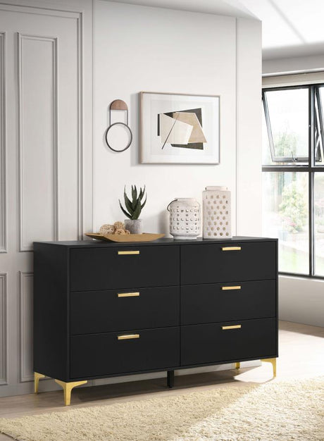 Kendall 6-drawer Dresser Black and Gold - (224453)