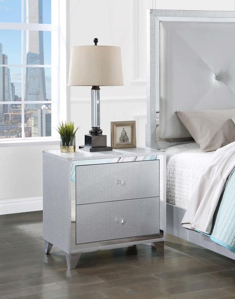Larue 2-drawer Nightstand With Usb Port Silver - (224492)
