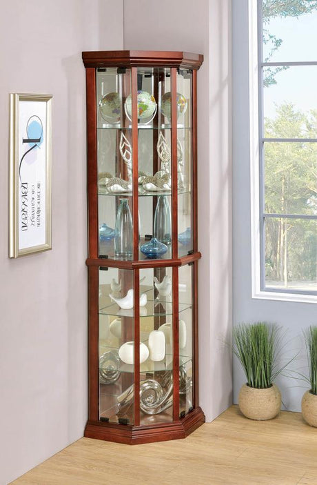 Appledale 6-shelf Corner Curio Cabinet Medium Brown - (3393)