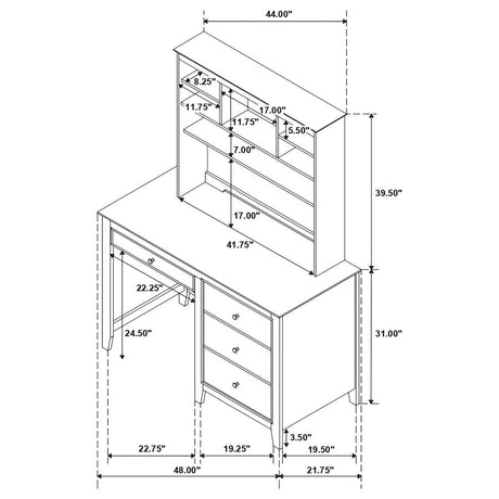 Selena 4-drawer Computer Desk With Hutch Buttermilk - (400237DH)