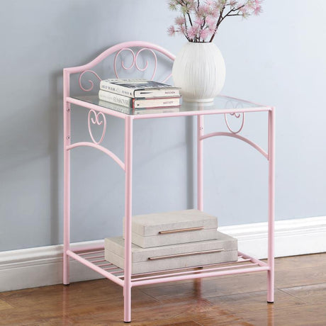 Massi 1-shelf Nightstand With Glass Top Powder Pink - (401152)