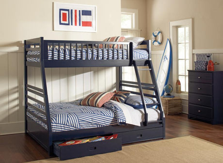 Ashton Twin Over Full 2-drawer Bunk Bed Navy Blue - (460181)