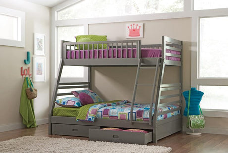 Ashton Twin Over Full Bunk 2-drawer Bed Grey - (460182)