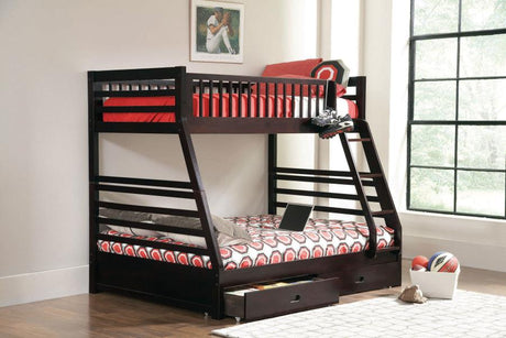Ashton Twin Over Full 2-drawer Bunk Bed Cappuccino - (460184)