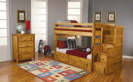 Wrangle Hill Twin Over Twin Bunk Bed Amber Wash - (460243)
