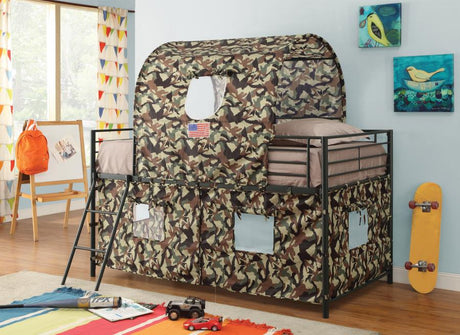 Camouflage Tent Loft Bed With Ladder Army Green - (460331)