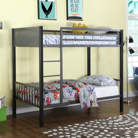 Meyers Twin Over Twin Metal Bunk Bed Black and Gunmetal - (460390)