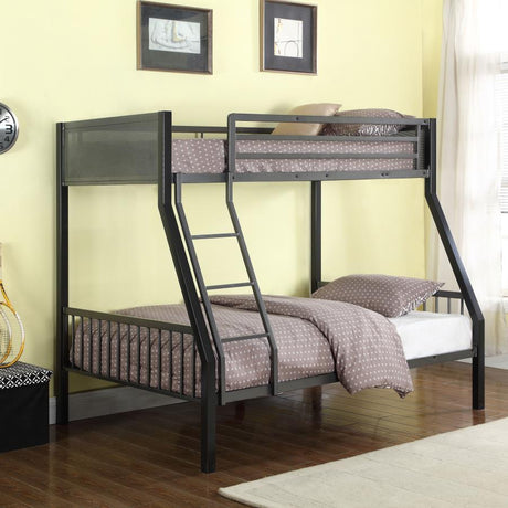 Meyers Twin Over Full Metal Bunk Bed Black and Gunmetal - (460391)