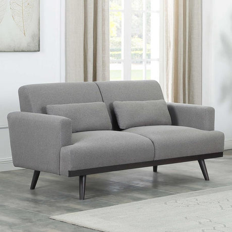 Blake Upholstered Loveseat With Track Arms Sharkskin and Dark Brown - (511122)