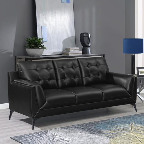 Moira Upholstered Tufted Sofa With Track Arms Black - (511131)