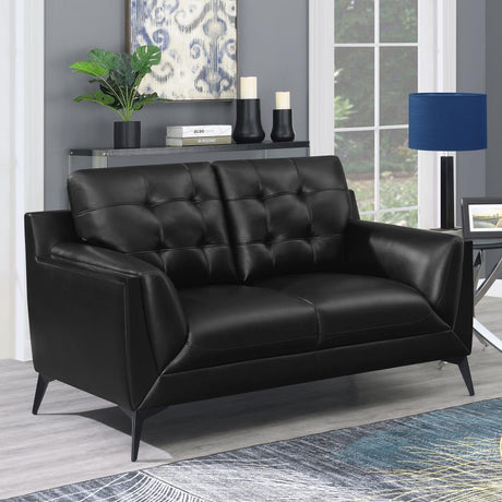 Moira Upholstered Tufted Loveseat With Track Arms Black - (511132)