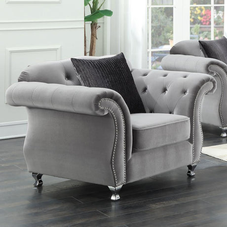 Frostine Button Tufted Chair Silver - (551163)