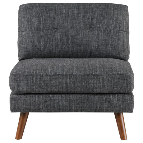 Churchill Tufted Cushion Back Armless Chair Dark Grey and Walnut - (551402)